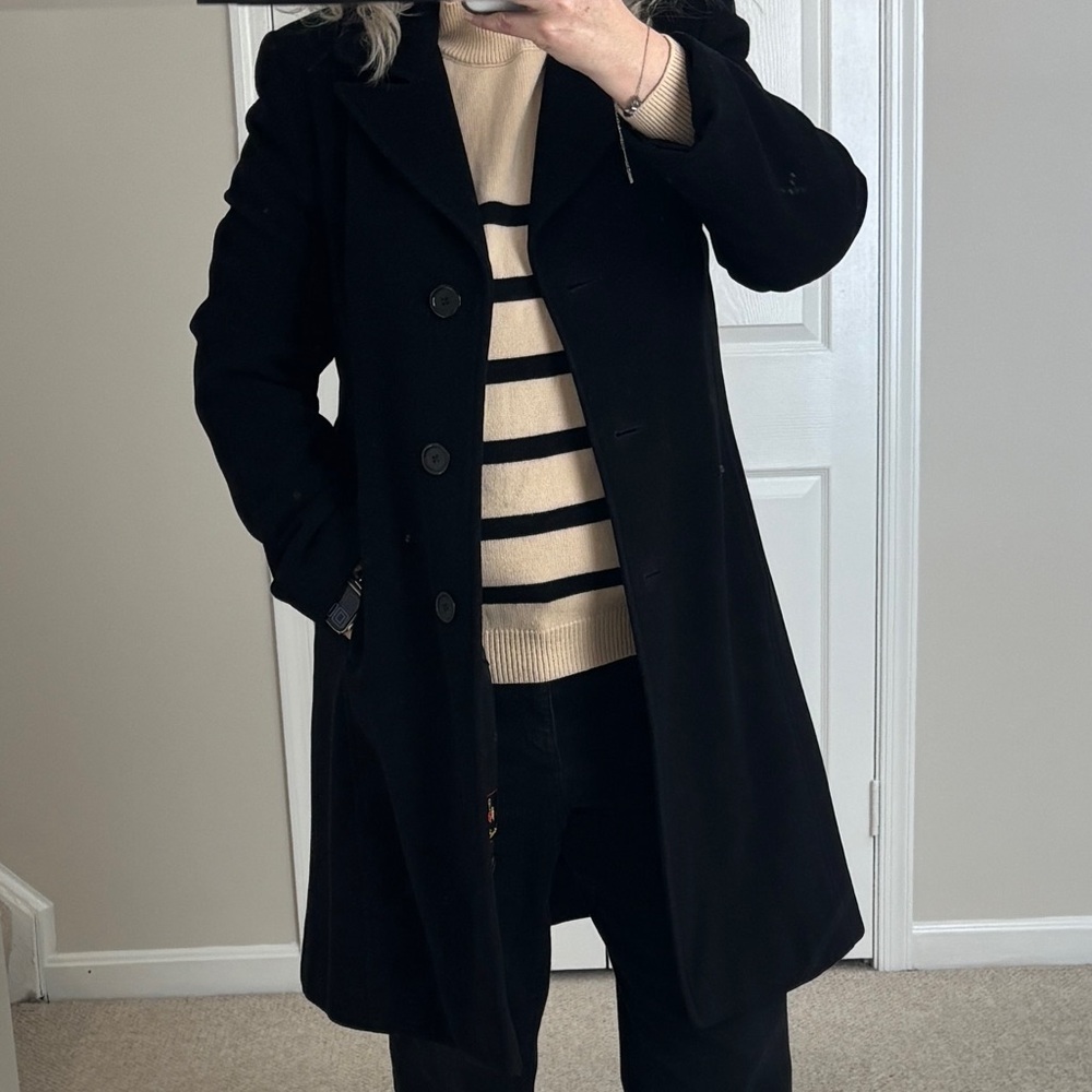 Larry Levine Black wool overcoat size 12
